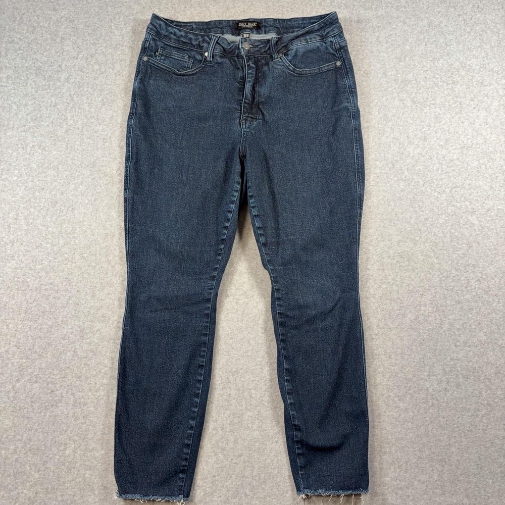 Judy Blue Jeans Womens 16W Dark Wash High Rise Skinny Raw Hem Stretch JE88173DK